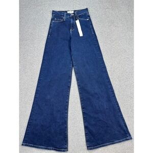 NEW Zara Jeans Womens 00 Blue Dark Wash Hi-Rise Wide Leg TRF Denim Palazzo Baggy